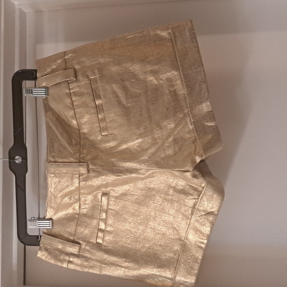 Alice +Olivia Beautiful Gold Linen/Cotton Blend cuffed shorts sz8 Like New - Picture 4 of 8